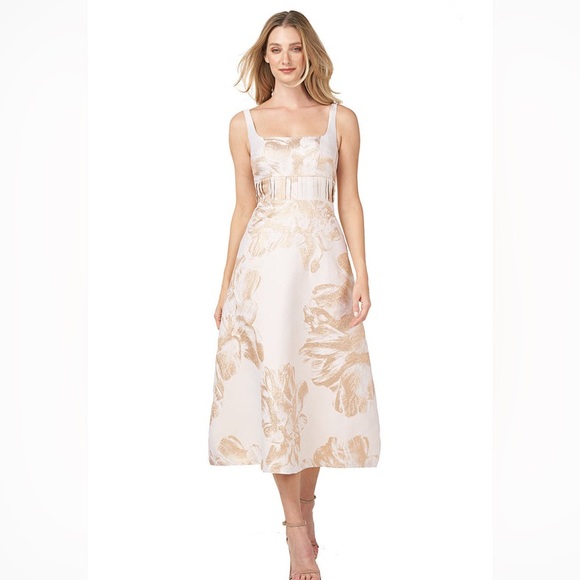 Kay Unger Dresses & Skirts - Kay Unger Floral Jacquard Tea Length Fit & Flare Dress Elegant Occasion Size 14